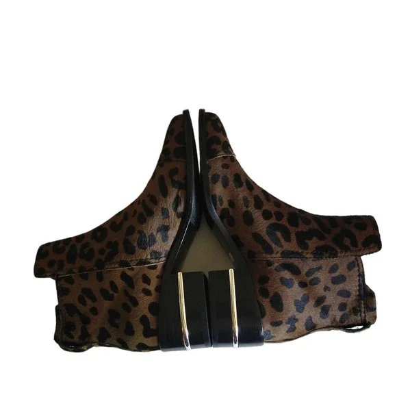Paige Leather Leopard Print Ankle Jessie Boot‎ Booties Side Zip Brown Size 7 New